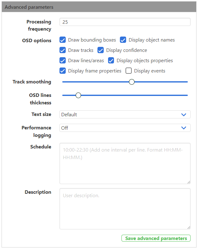 Advanced recognition parameters