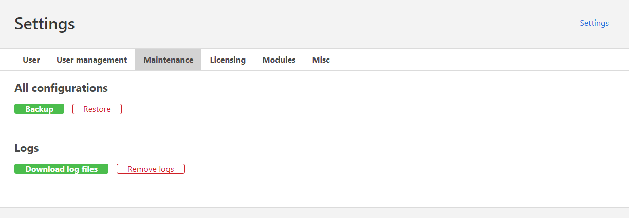 User settings