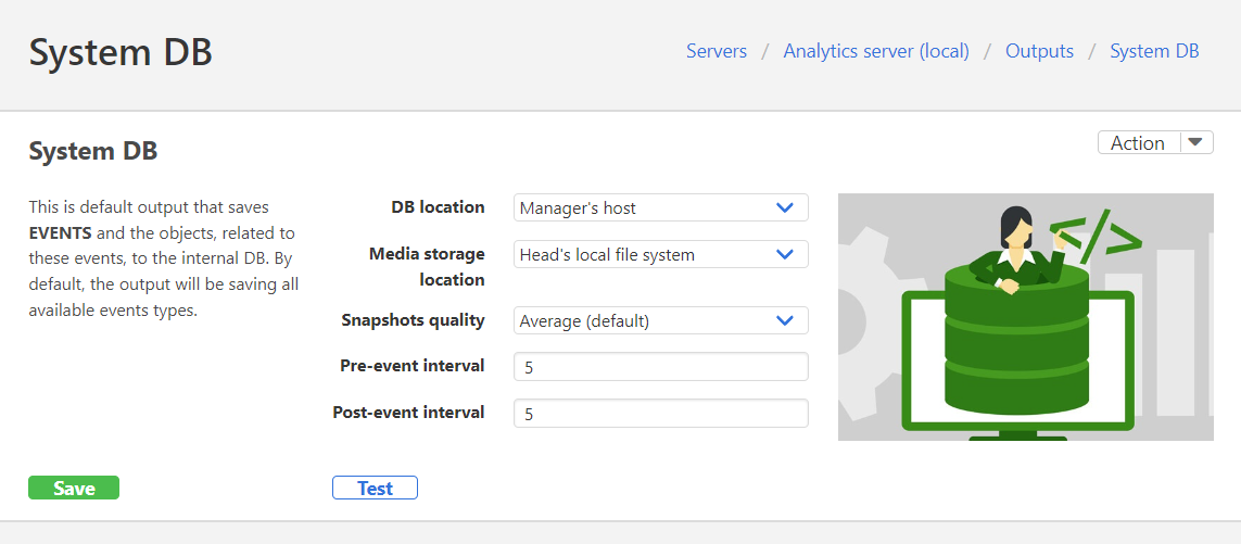 system db output