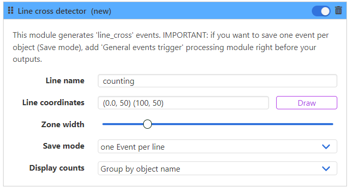 Line cross detector