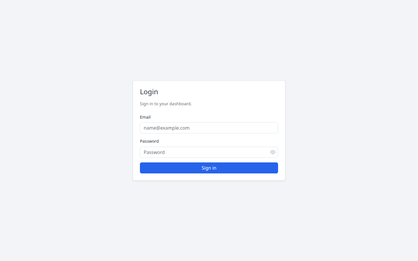 Login page