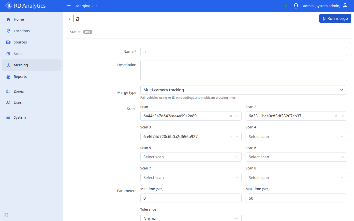 Merge configuration page