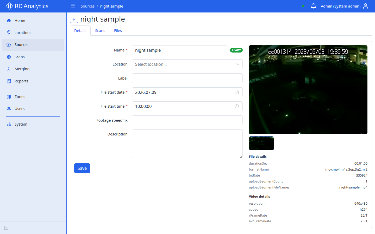 Source details tab