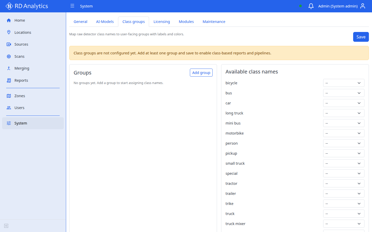 Class groups tab
