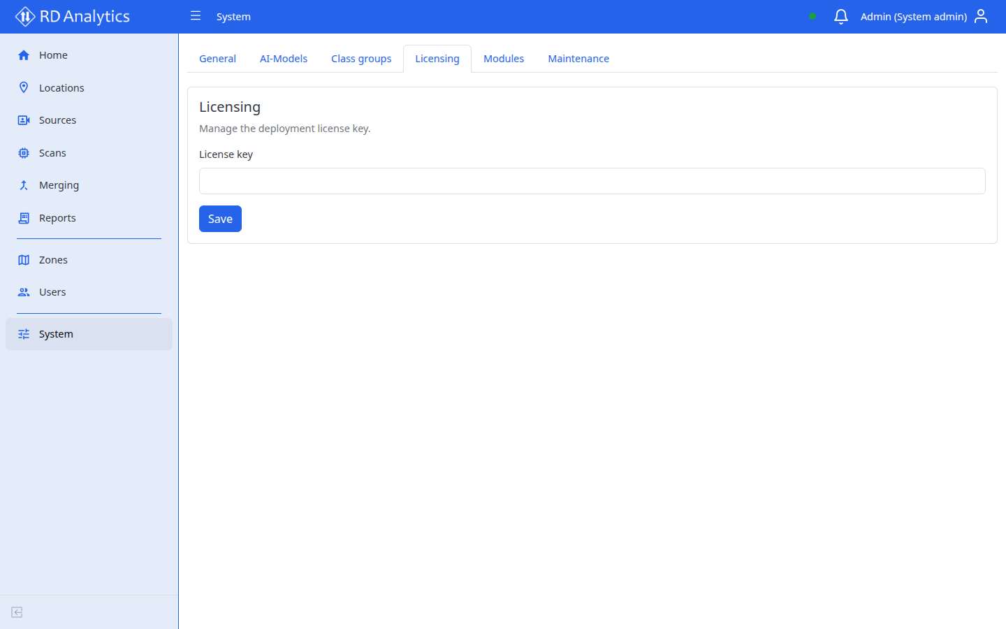 Licensing tab