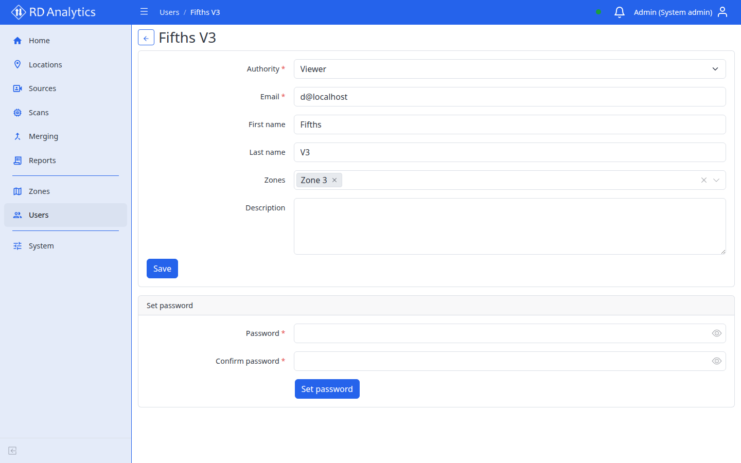 User details form