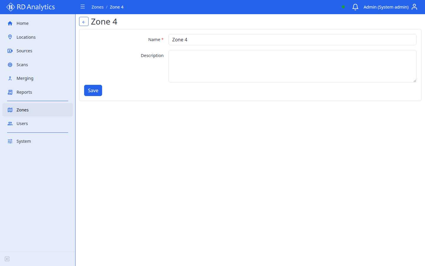 Zone details form